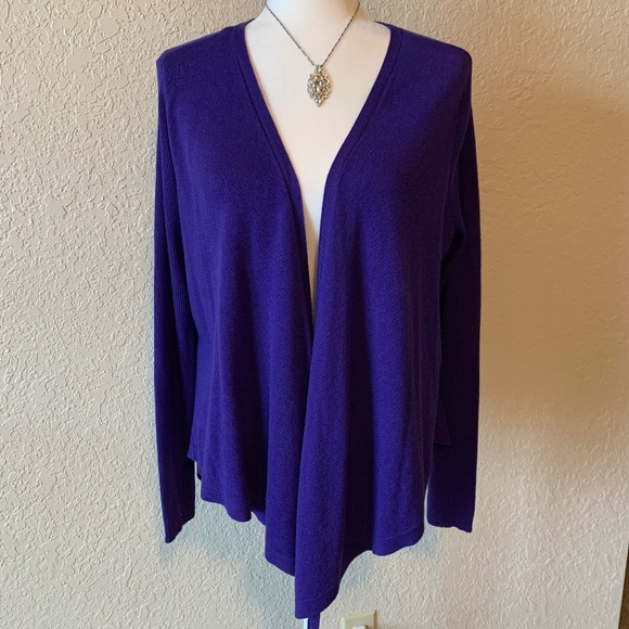 Simply Vera Vera Wang Sweaters - Simply Vera Vera Wang Purple Waterfall Open Front Long Sleeve Cardigan Sweater